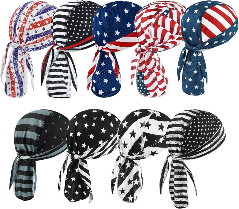 DOCILA 9 Pcs Do Rags Skull Cap Men Women Helmet Liner Head Bandana Motorcycle Durags Caps Cycling Beanie Sports Accessories - Image 1